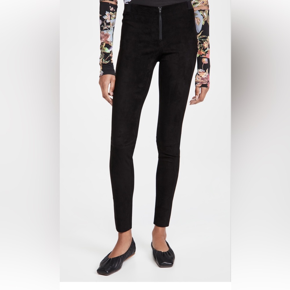 Alice + Olivia Black Lambskin Suede leggings / skinny